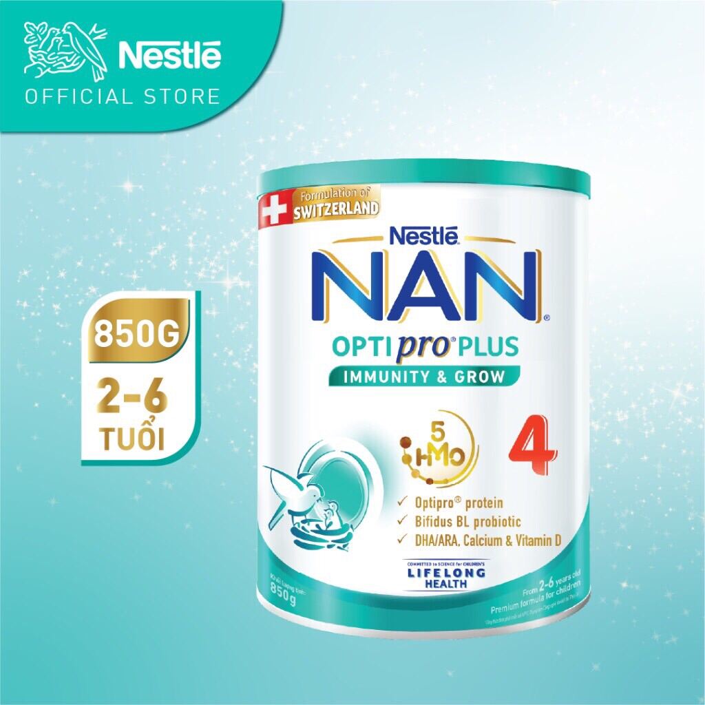Sữa Bột Nestle Nan Optipro Plus 5HMO số 4 - Hộp 850g