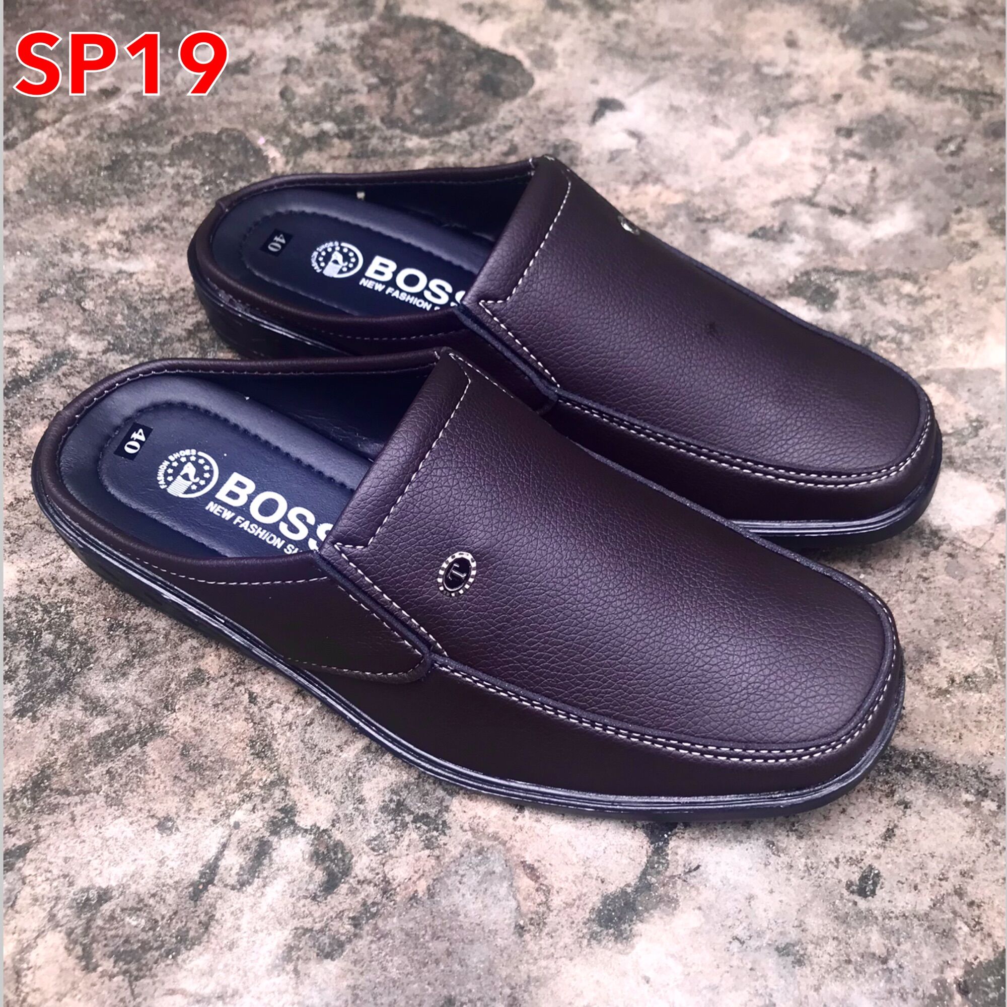 Giày không gót nam cao cấp.da mềm. mã SP19. màu nâu..mẫu mới nhất