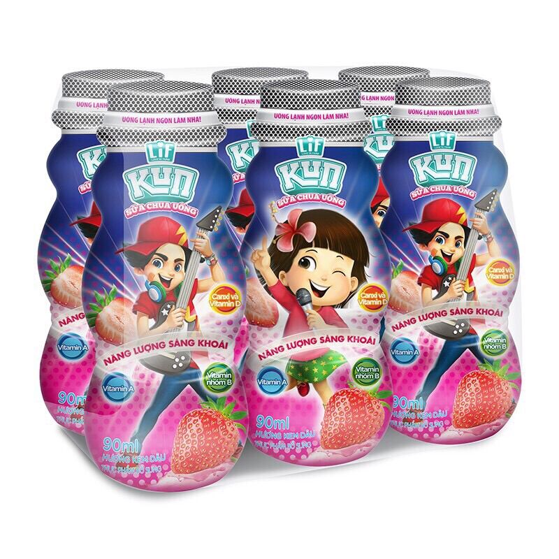 [HCM]SỮA CHUA UỐNG KUN VỊ DÂU 48 CHAI x 90ML
