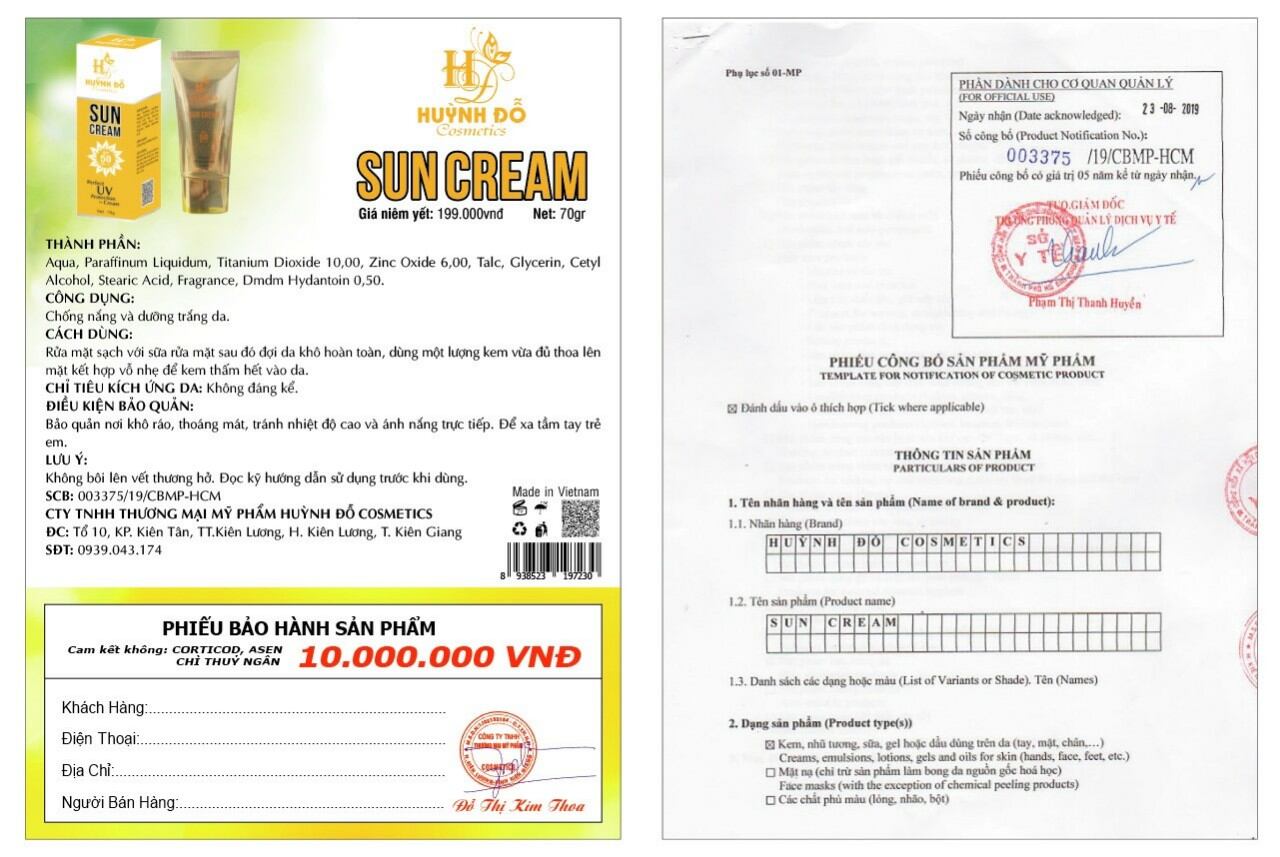 chống nắng UV sun cream Huỳnh  đỗ