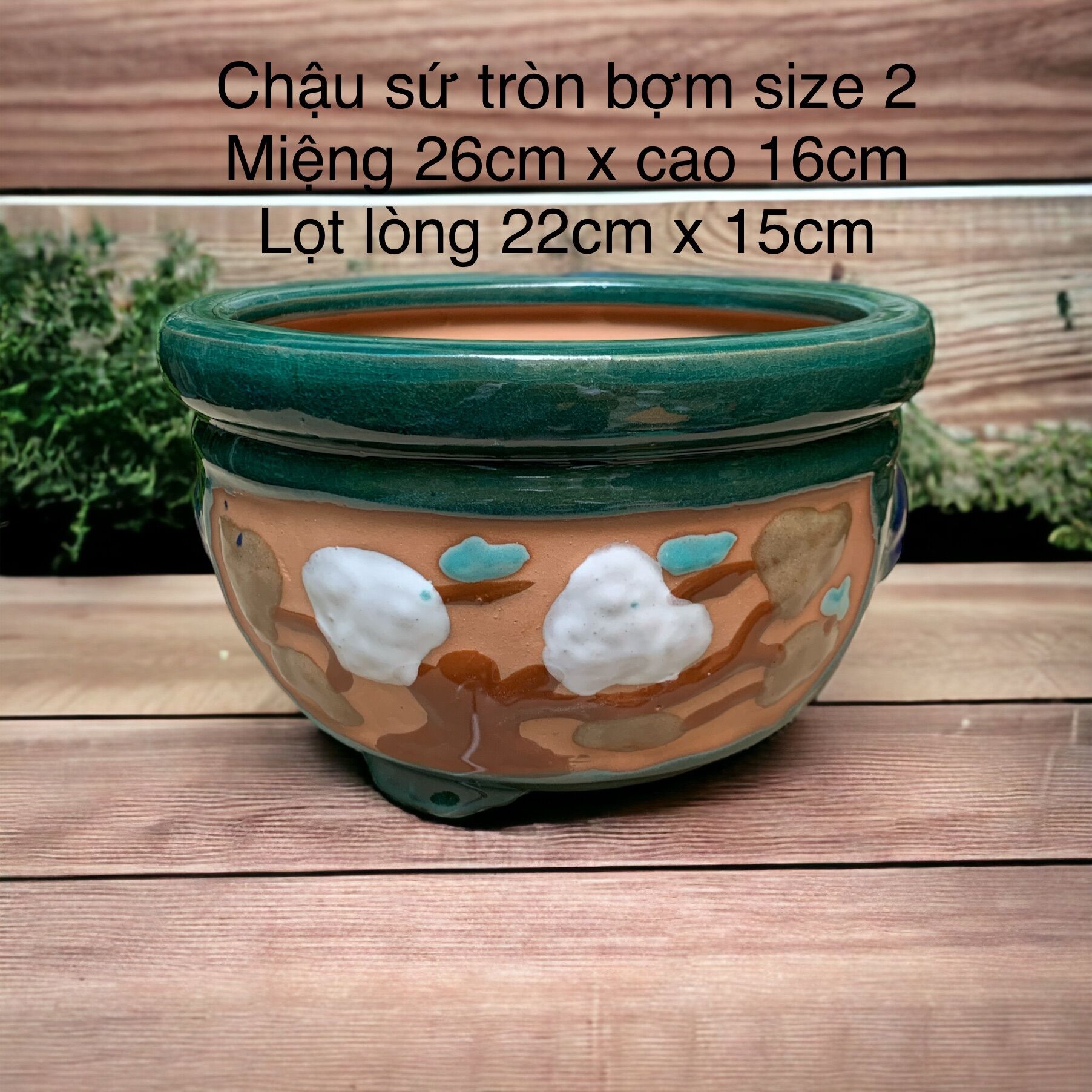 Chậu sứ hình tròn bợm gốm Đồng Nai size 2