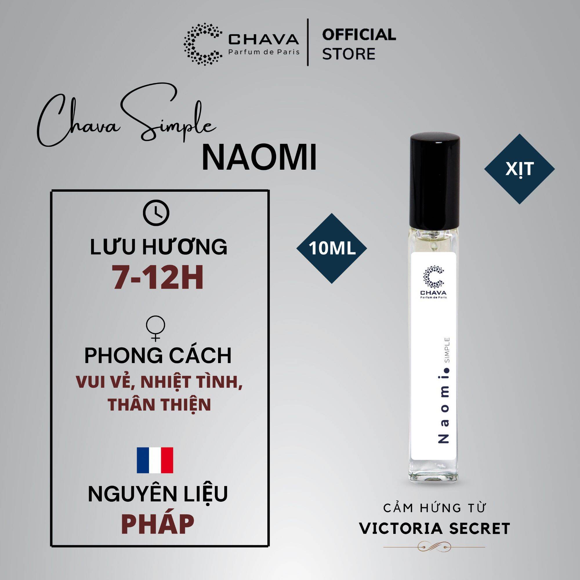 NƯỚC HOA NAOMI 10ML - CHAVA( Tặng chai 5ml bất kỳ)