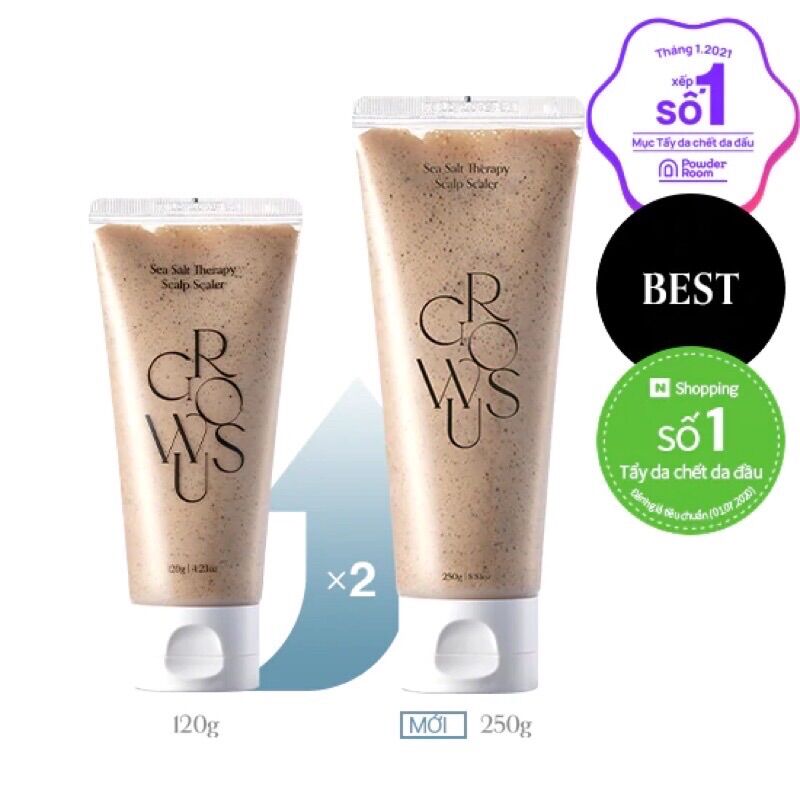 Growus Liệu pháp tẩy tế bào chết da đầu với muối biển 250g