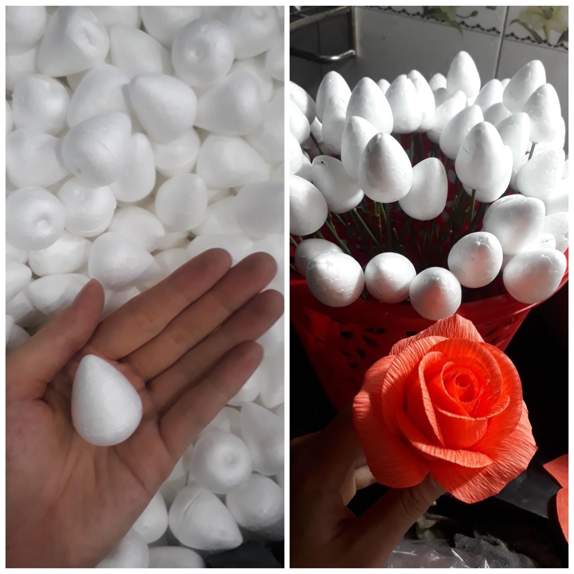 100g nụ hồng xốp size 2.5cm~250 nụ