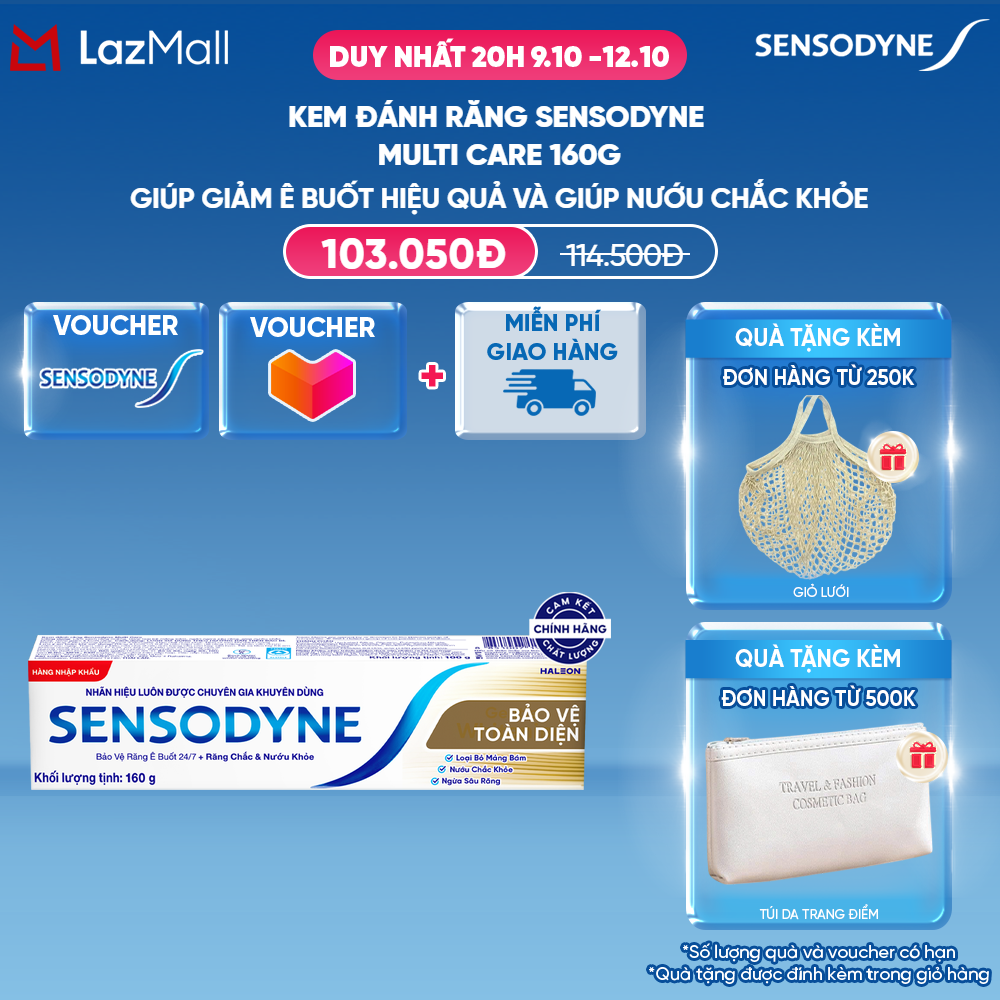 Kem đánh răng SENSODYNE Multi Care 160g giúp giảm ê buốt hiệu quả và giúp nướu chắc khỏe