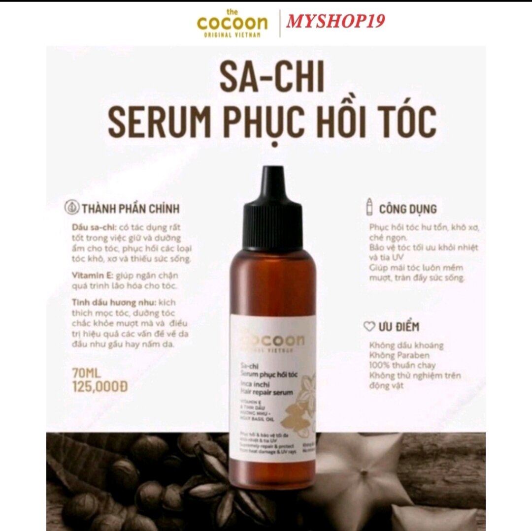 Serum Tóc Cocoon Sachi Phục hồi tóc hư tổn, khô xơ, chẻ ngọn 70ml