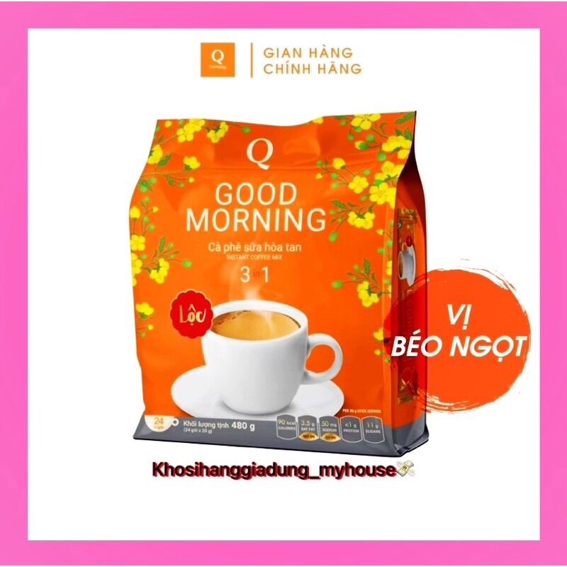Cà phê hòa tan 3 in 1 Goodmorning cafe sữa uống liền Trần Quang Coffe