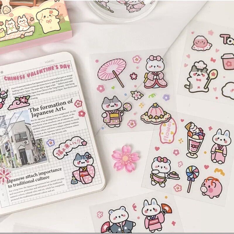 Sticker hộp 100 miếng Sakura cute