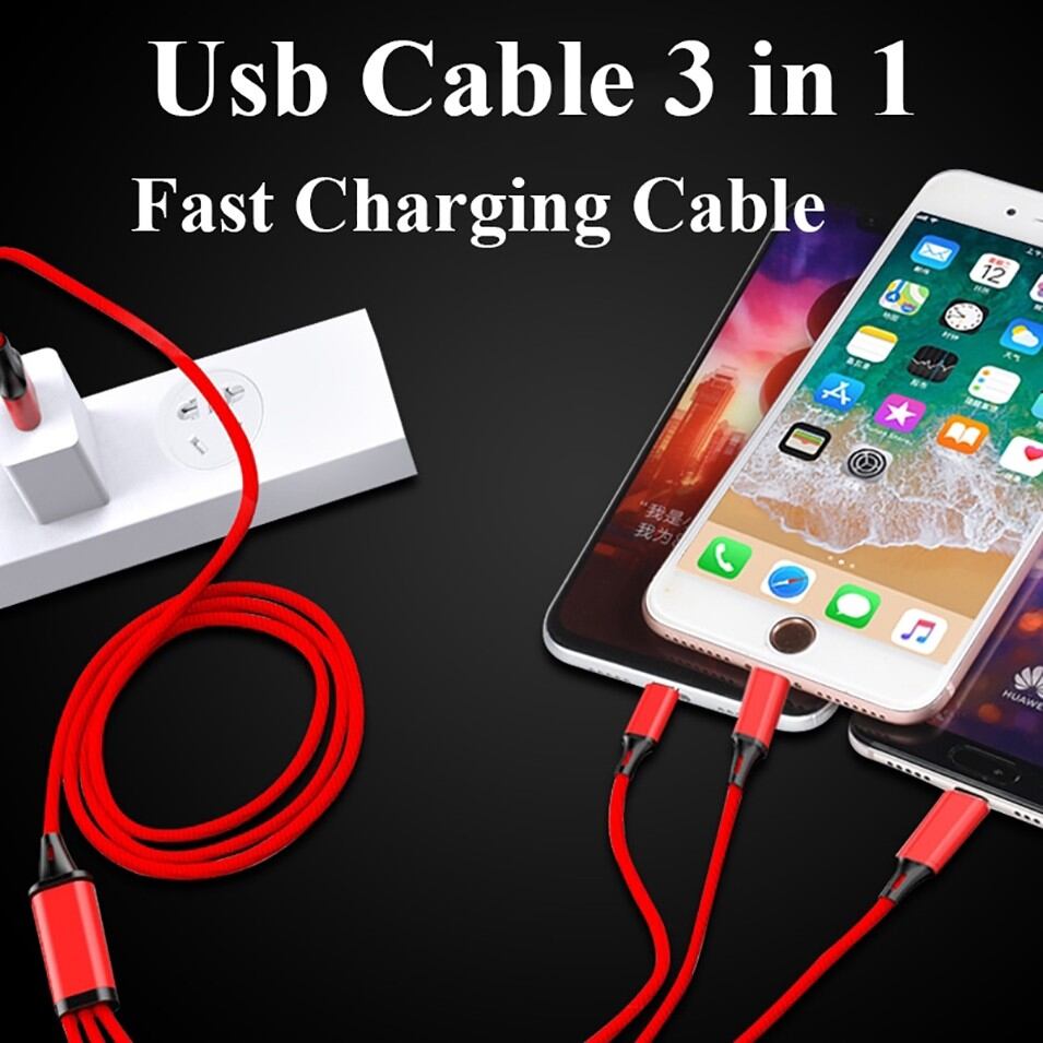 Cáp Sạc 3 Đầu Micro USB,TyPe C... Siêu Bền Siêu Tiện Lợi.