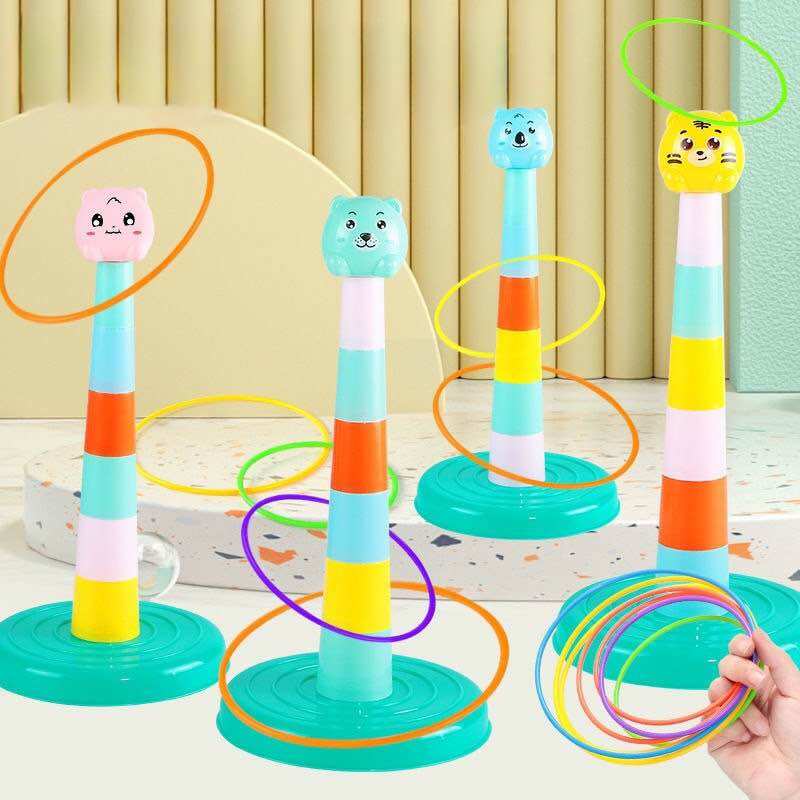Bộ Đồ Chơi Tháp Ném Vòng Rèn Luyện Vận Động Và Học Số cho Bé. Bộ trụ xếp chồng ném vòng nhựa cho bé vui chơi giải trí