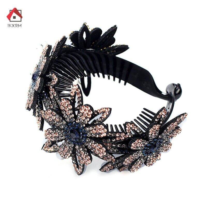 Thanh búi tóc 4 hoa đính đá lấp lánh