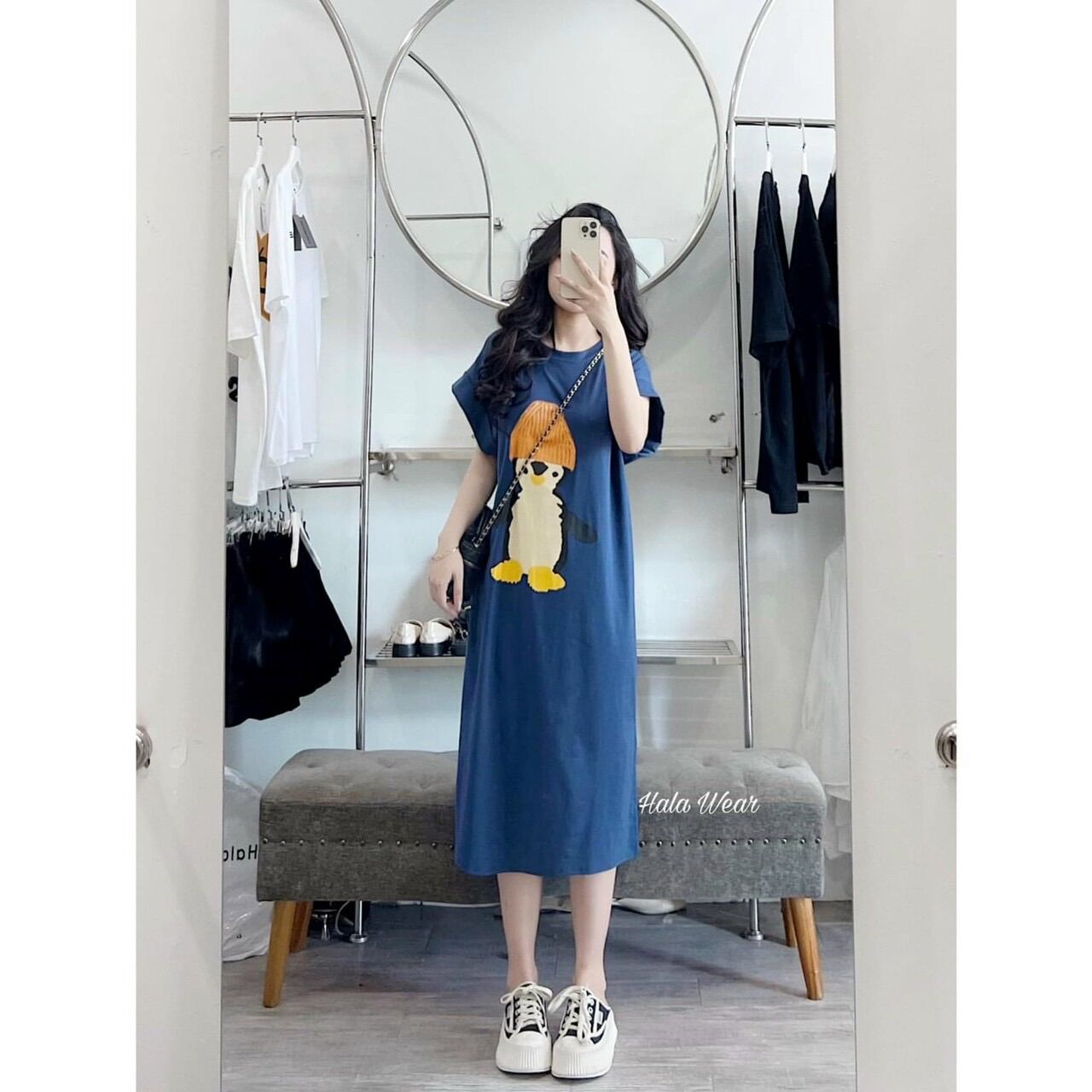 Đầm bầu suông cotton mặc nhà