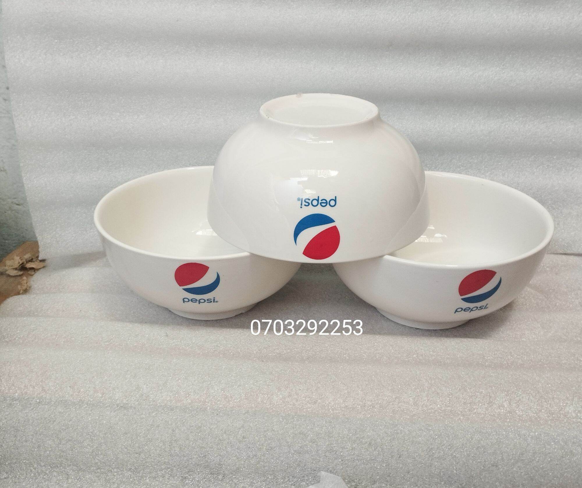 Combo 4 tô sứ 18cm x 7.5 sâu lòng trắng logo Pepsi