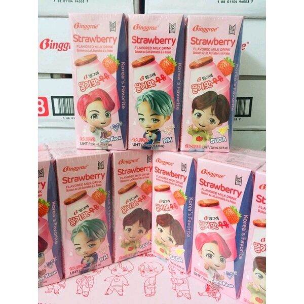 Sữa dâu binggrae hàn quốc ( 1 thùng 24 hộp x 200ml )