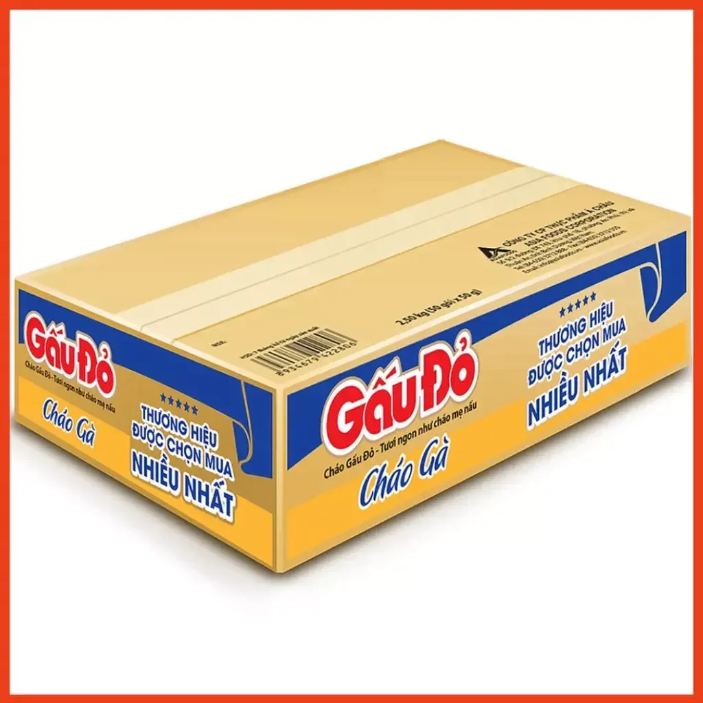 THÙNG CHÁO GẤU ĐỎ 50 GÓI 50G VỊ GÀ SIÊU THỊ PHẬT GIÁO DUY SƠN