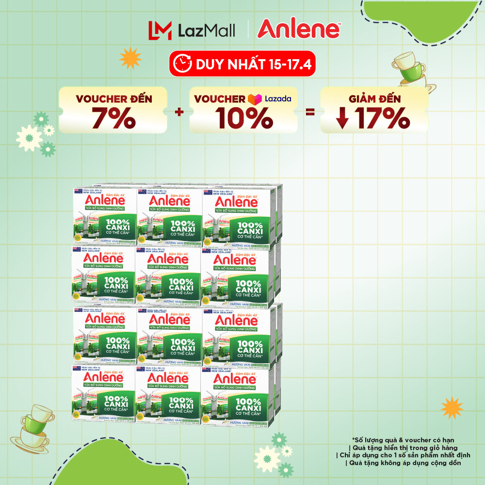 [Voucher giảm đến 26%]Combo 2 Thùng Sữa Nước Anlene Hương Vani Đậm Đặc Ít Béo 110Ml