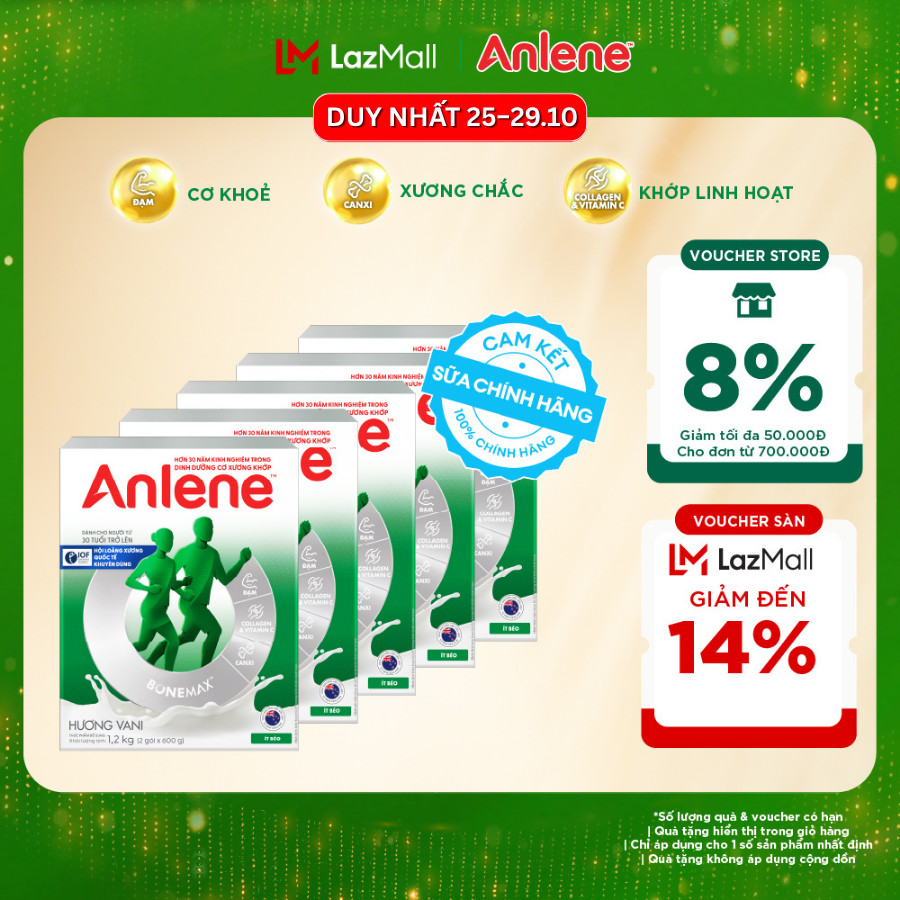 [Voucher giảm đến 26%]Combo 5 Sữa Bột Anlene Hương Vani 1.2Kg