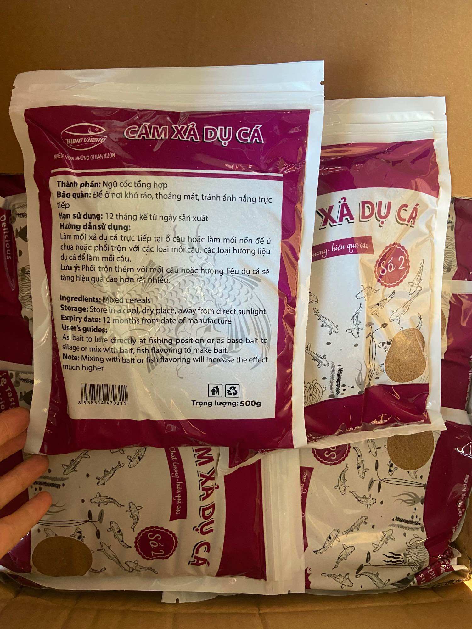 MỒI CÂU HÙNG VƯƠNG - Cám xả dụ cá SỐ 1 VÀ SỐ 2 ( 500GRAM )