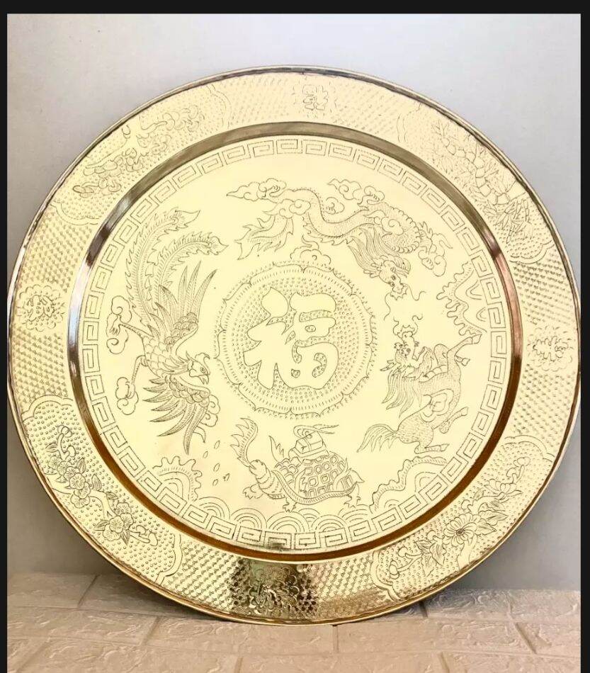 Mâm đồng 70cm trạm hoa văn