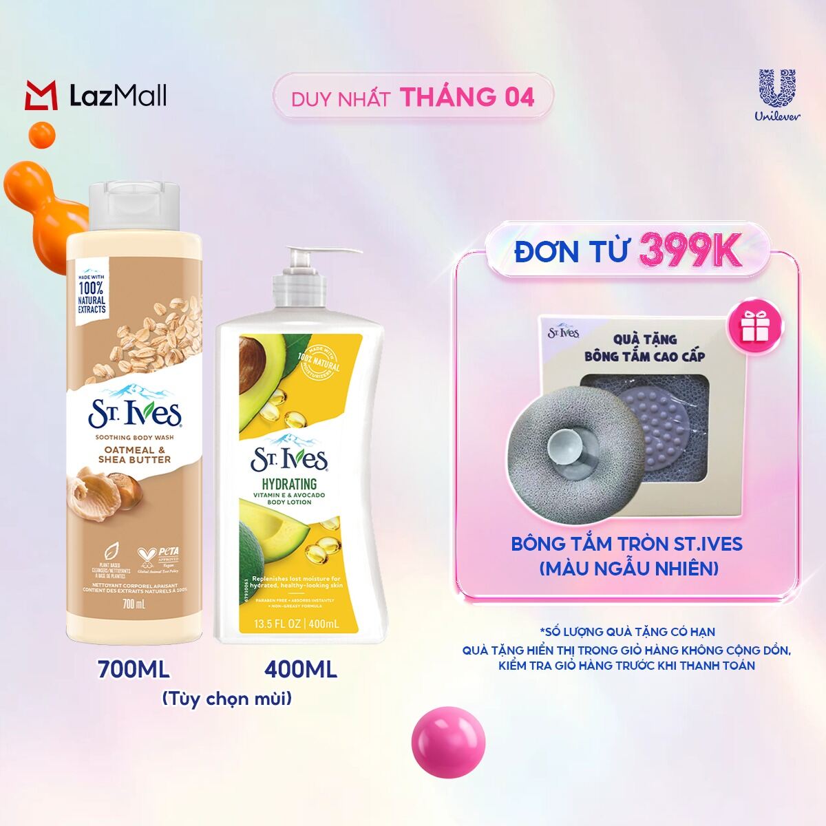 Combo Sữa tắm St.ives 700ml và Sữa dưỡng thể St.ives 400ml (tùy chọn mùi)