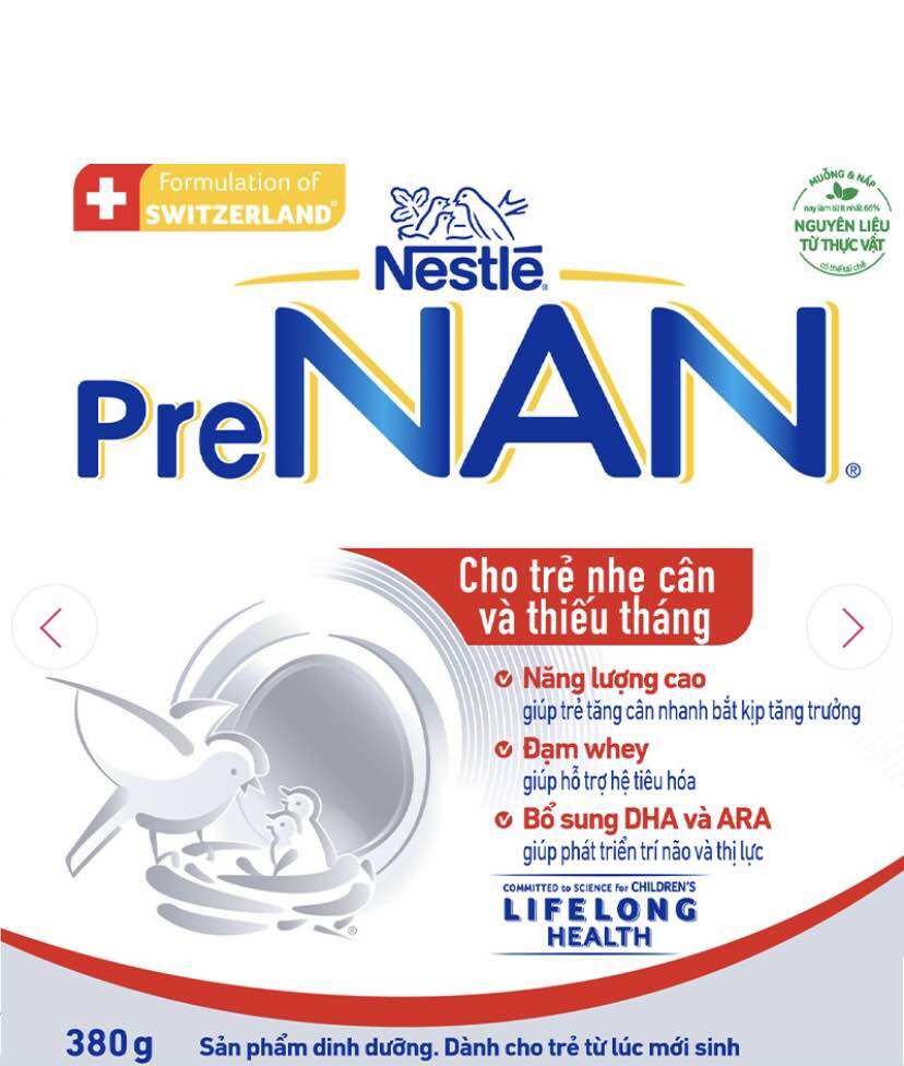 Sữa Bột Nestle Nan Pre (dành cho trẻ nhận cân hoặc thiếu tháng ) - Hộp 380g