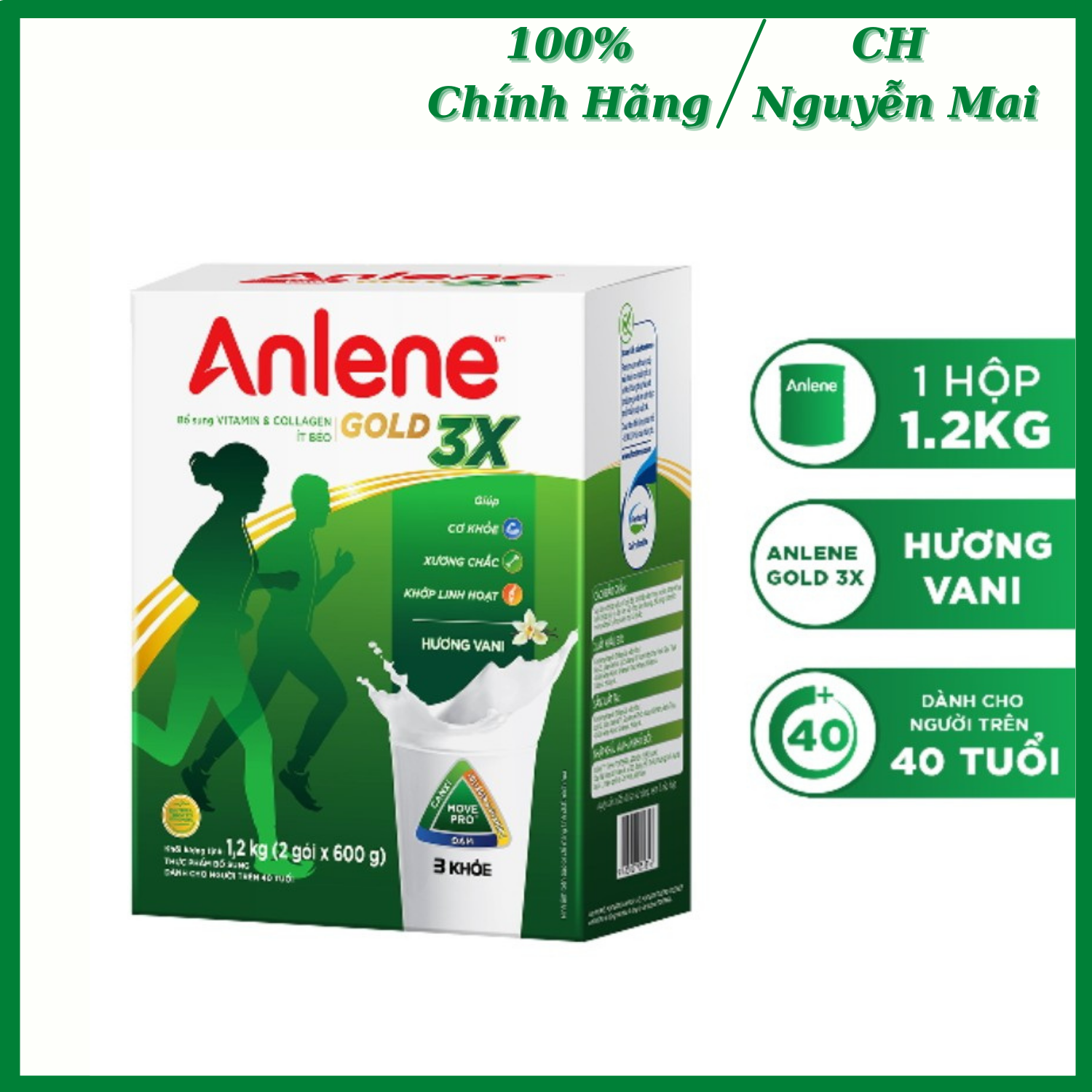 Sữa Bột Anlene Gold Hương Vani 1.2kg - Cho Người Trên 40 Tuổi - Mẫu Mới