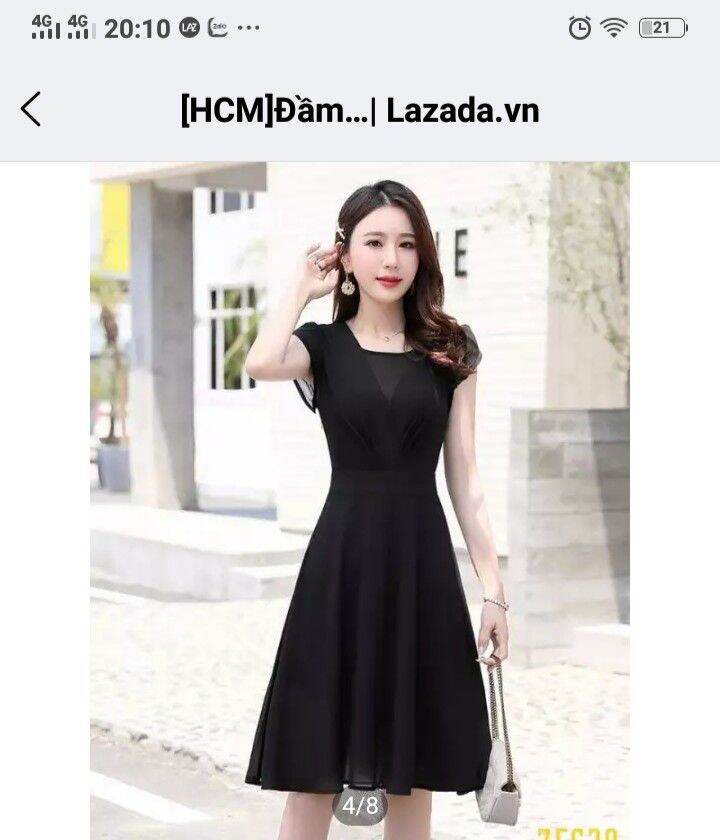 [HCM]Đầm Xòe Dự Tiệc 3 Màu Xanh Tím Đen Bo Eo - D233