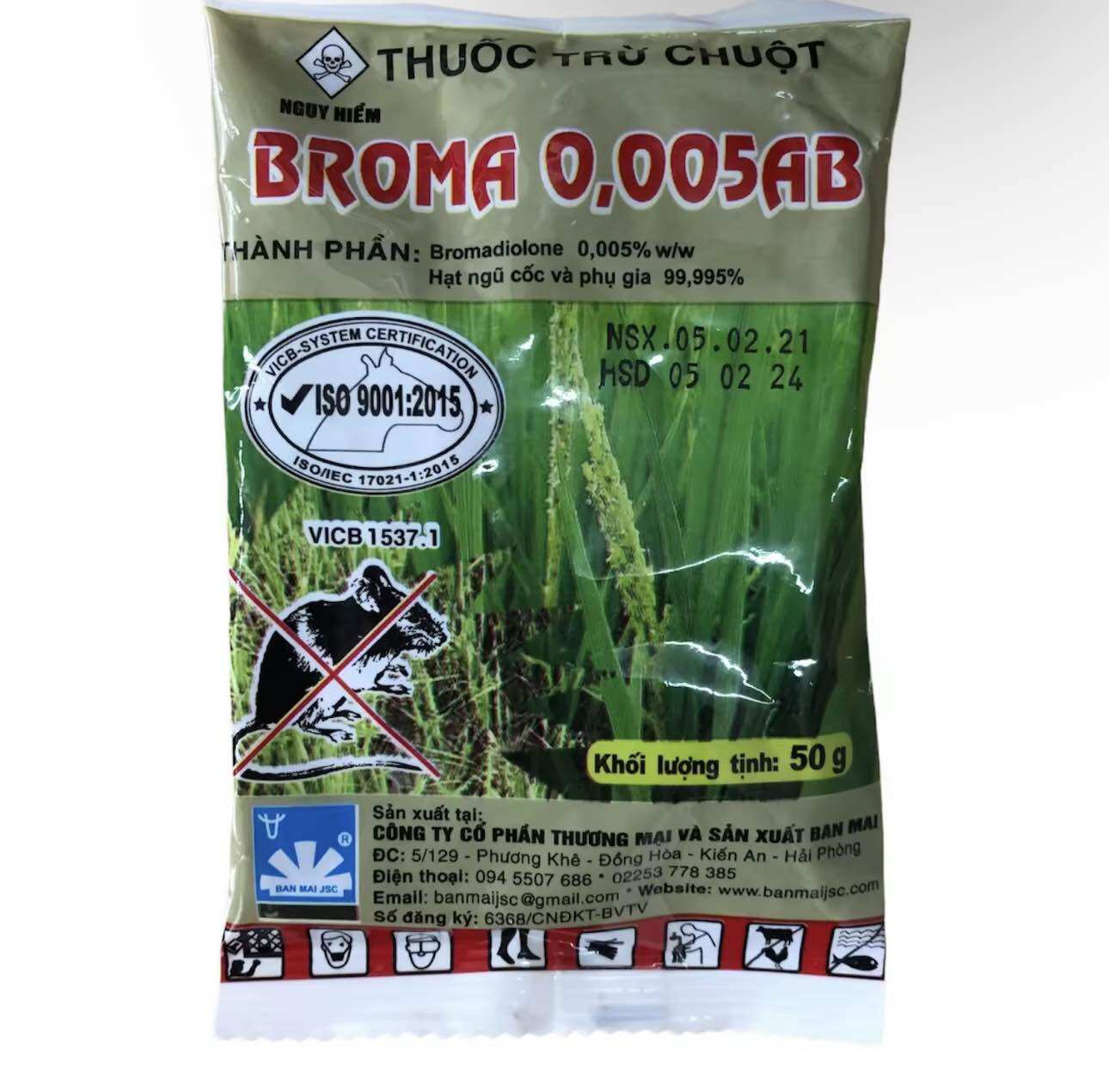 Bả diệt chuột , thuốc diệt chuột sinh học Broma 0,005AB