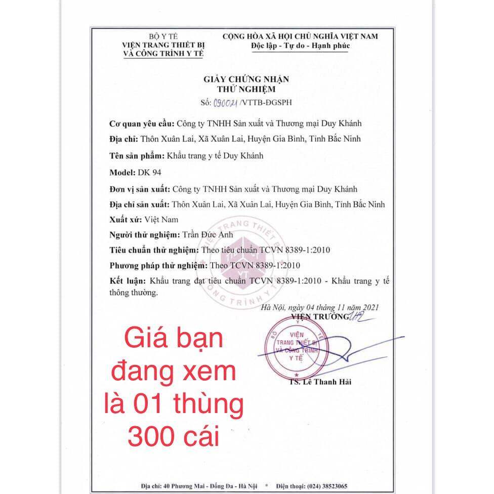 Sỉ 300 chiếc khẩu trang y tế KF94 (4d) Duy Khánh