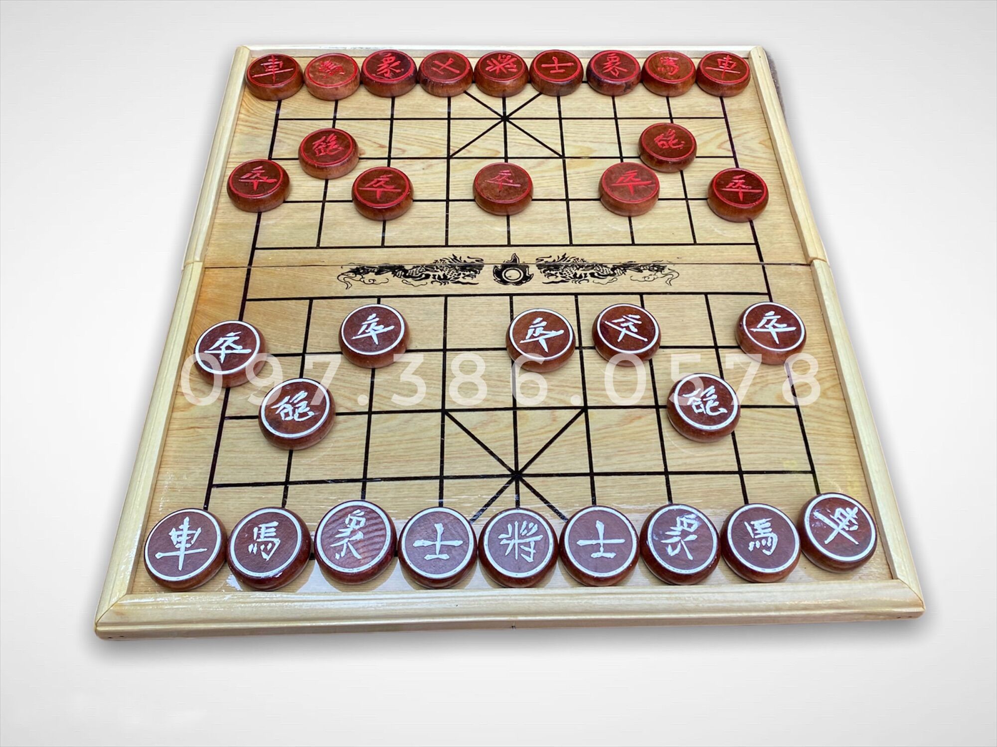 Bàn cờ tướng bằng gỗ cỡ Lớn giá rẻ có ngăn đựng quân cờ