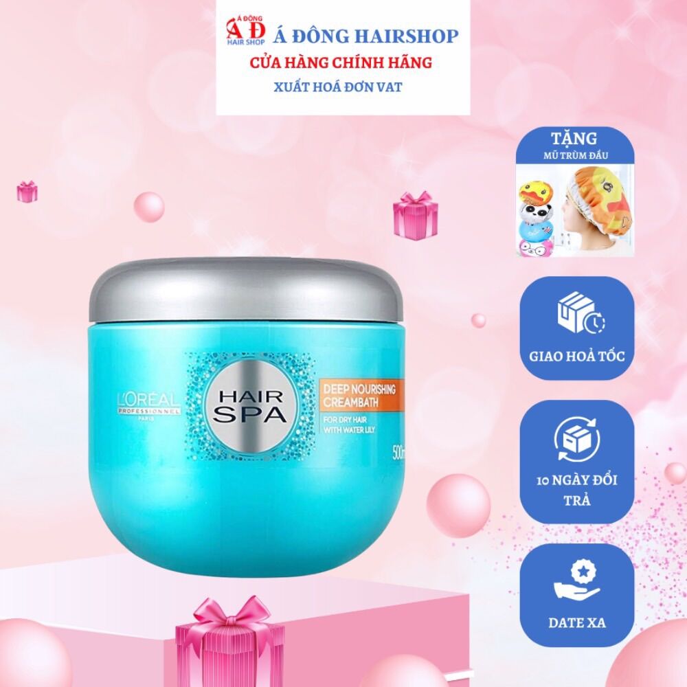 [+Tặng mũ trùm][500ml] Dầu hấp ủ tóc L'oreal Hair Spa Deep Nourishing Creambath nuôi dưỡng suôn mượt