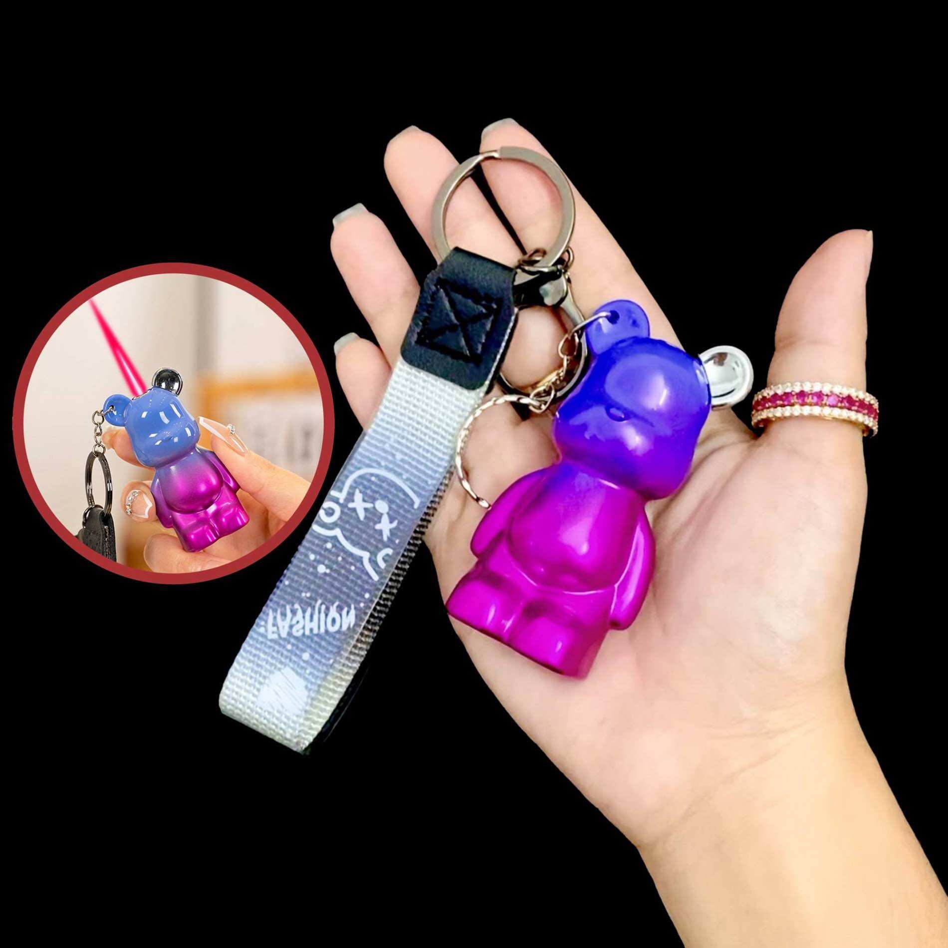 [HCM] Bật Lửa Móc Khoá Đa Năng Hình Gấu BearBrick Màu Cầu Vồng