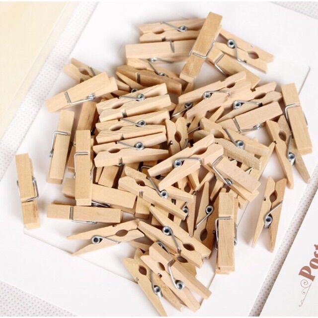 Set 10 kẹp gỗ mini dài 2,5cm treo ảnh trang trí