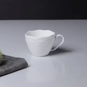 European Lace Simple Cafe Afternoon Tea Cup Ceramic Coffee Cup, Dish and Spoon Suit Creative Relief Scented Tea Cup