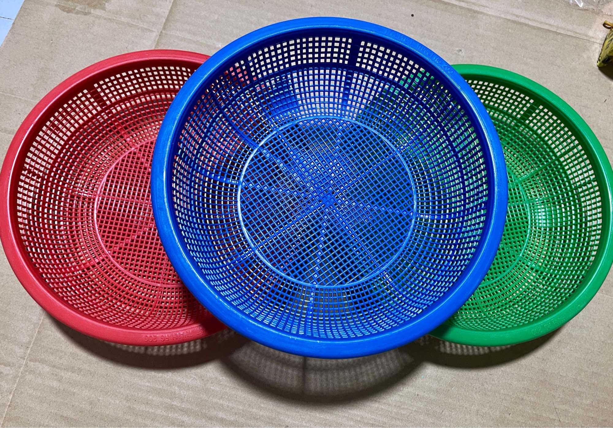 Set 10 rổ NHỎ Mini Nhiều màu (Rổ lổ Dày, Lổ Thưa rộng: 20cm)
