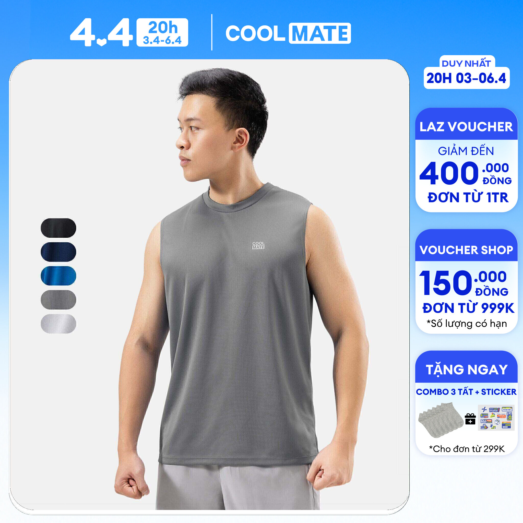 Áo sát nách Sleeveless tanktop thể thao Active Essentials thấm hút Coolmate