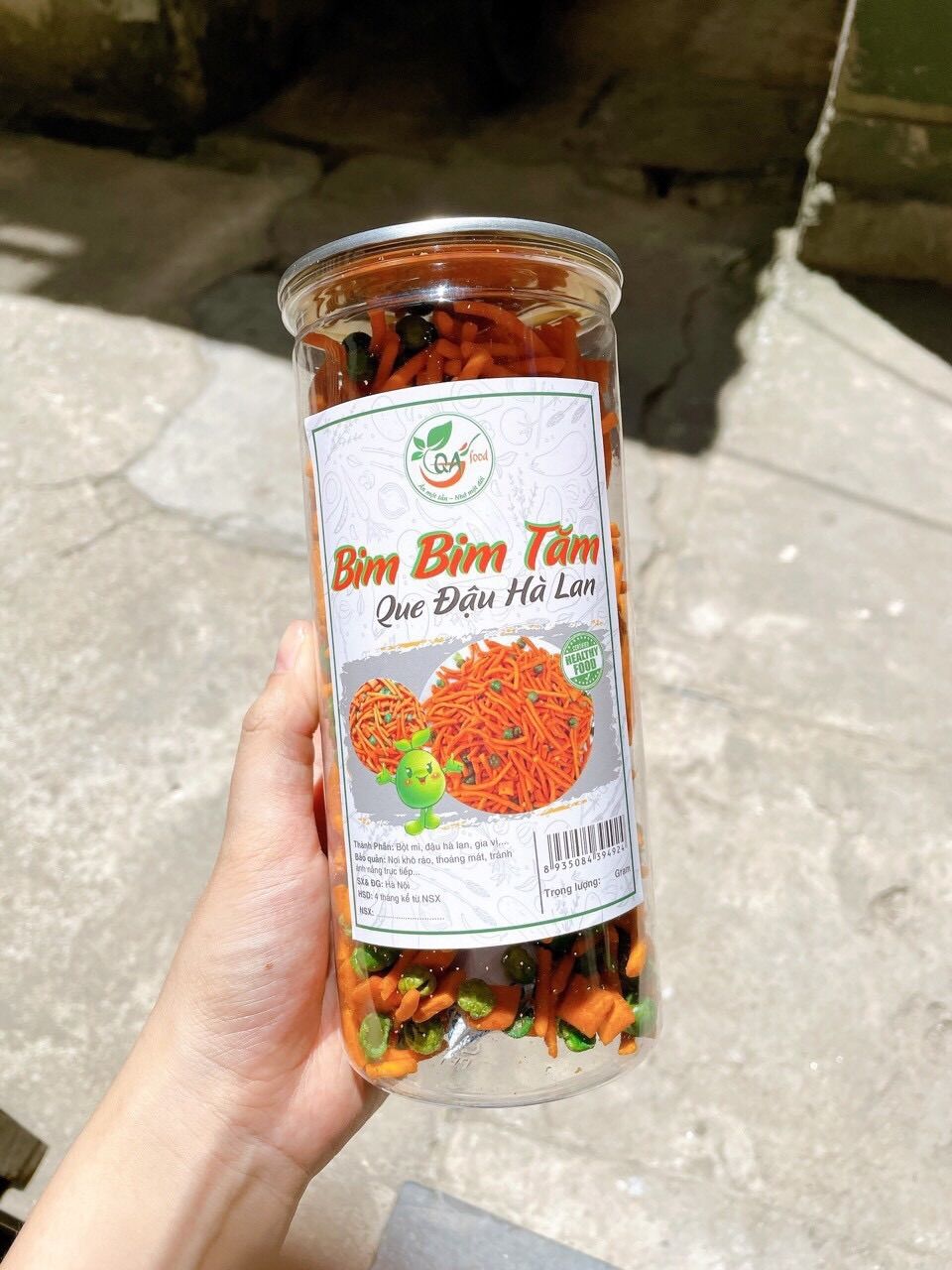 Bim Bim que đậu Hà Lan Hũ Pet 350g