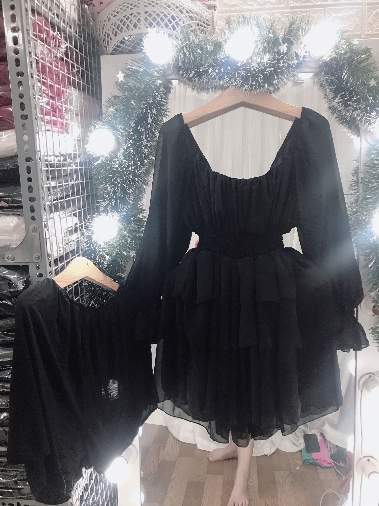 [Bigsize 60-85kg] Đầm nhún ngực 3 tầng (kèm 1 lót quần rời y hình)