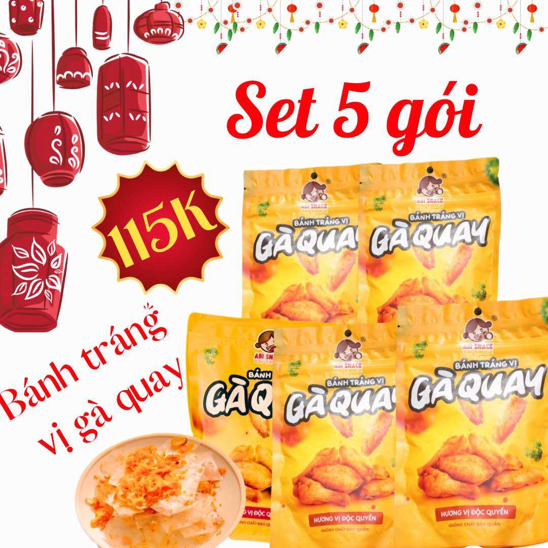 [Chính hãng] Set 5 gói bánh tráng gà quay _ abi snack