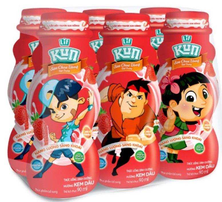 Sữa chua uống Kun hương dâu 1 thùng 48 chai 90ml