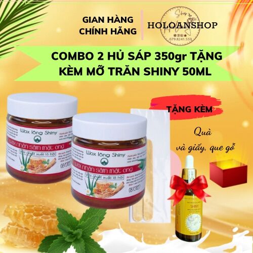 Combo 2 hủ wax lông shiny nhân sâm 350gr tặng kèm mỡ trăn shiny