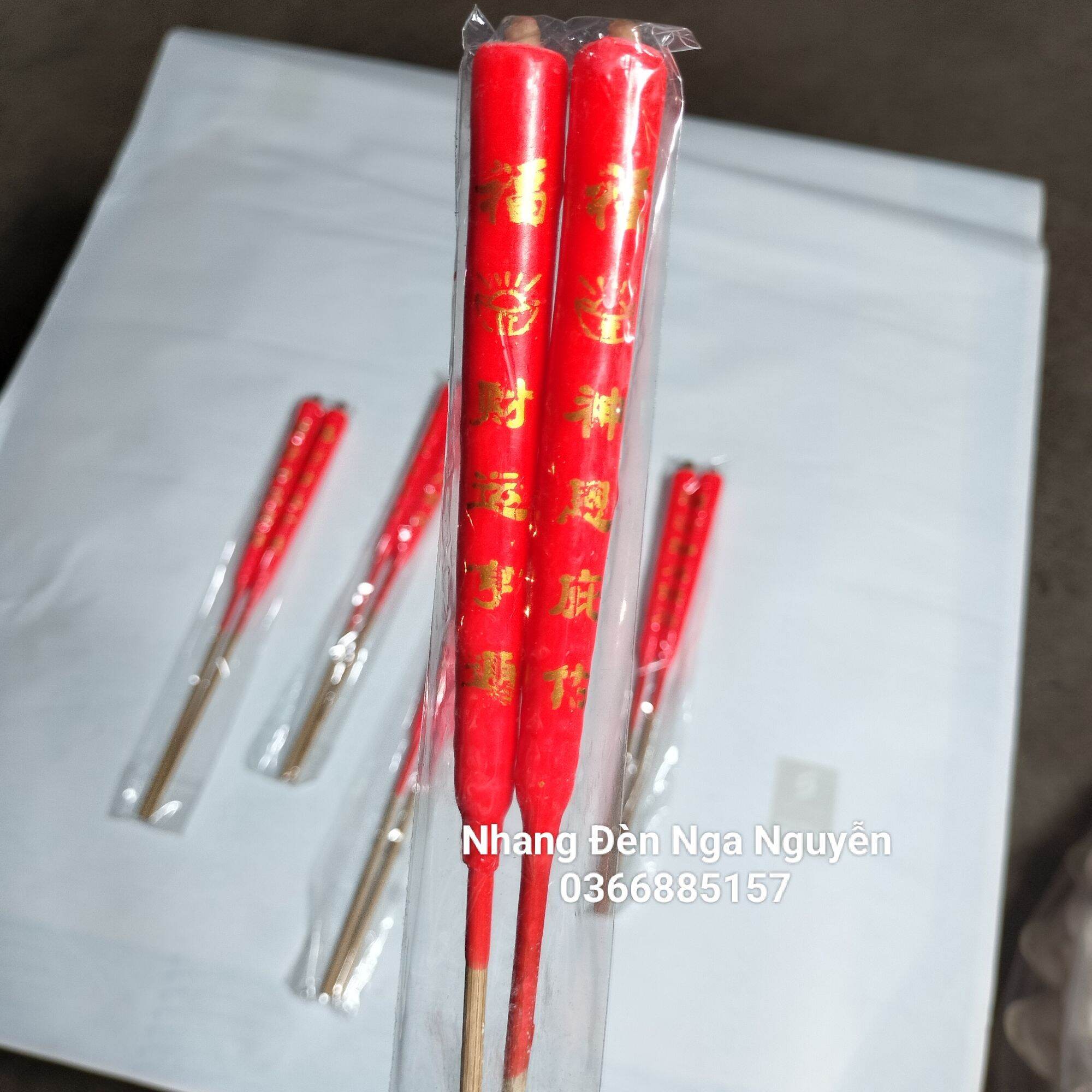 (Giá sỉ 50 cặp)Đèn cầy gió đốt ngoài trời không tắt 25 cm