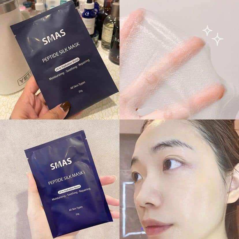 (10 miếng nạ) Mặt Nạ Cấp Ẩm, Phục Hồi Da Smas Peptide Silk Mask 24h Hydration