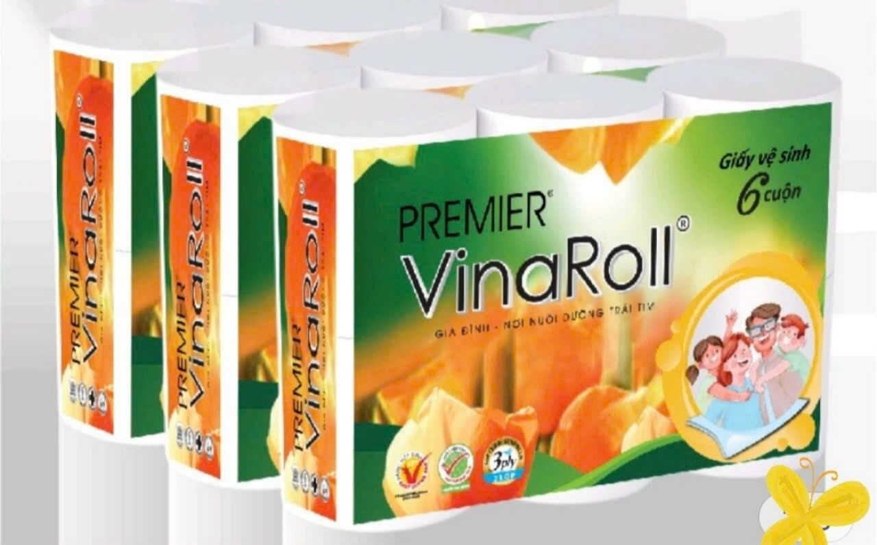5 Cây Giấy VINAROLL , 6 CUỘN × 3 LỚP ( GIẤY VỆ SINH KHÔNG LỖI )