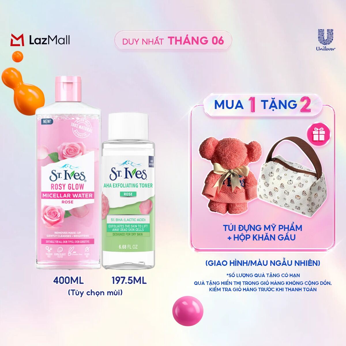 Combo St.ives Nước tẩy trang 400ml và Toner 197.5ml (Tùy chọn)