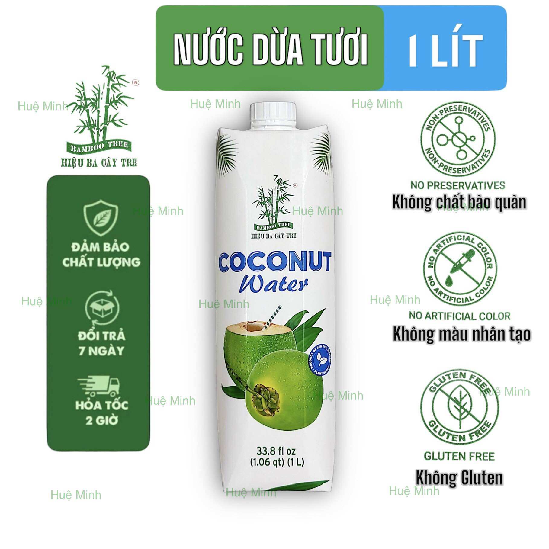 Nước dừa tươi 1L hiệu Ba Cây Tre nguyên chất, không chất bảo quản