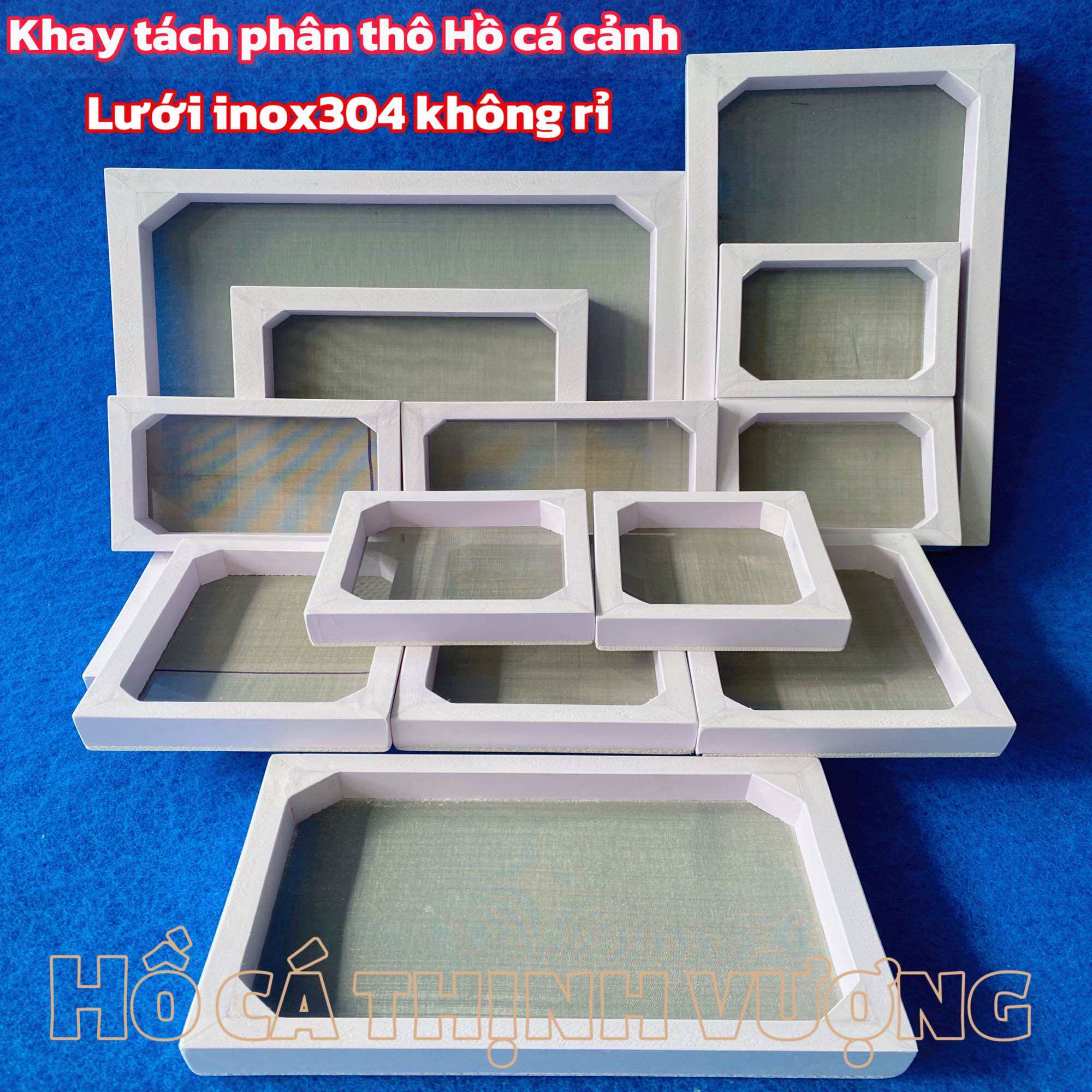 Khay tách phân thô hồ cá cao 3,5cm. chất liệu khung gỗ nhựa công nghiệp, lưới inox304