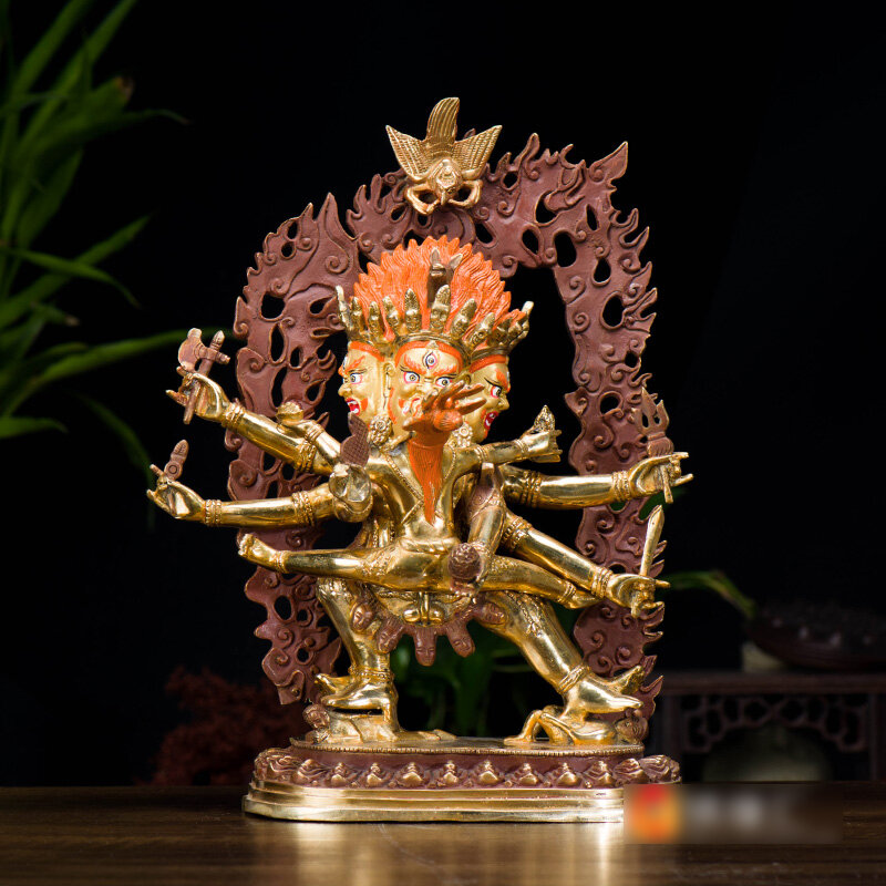 Bronze Gilded Horse Head Vajra Statue 10 Inches
