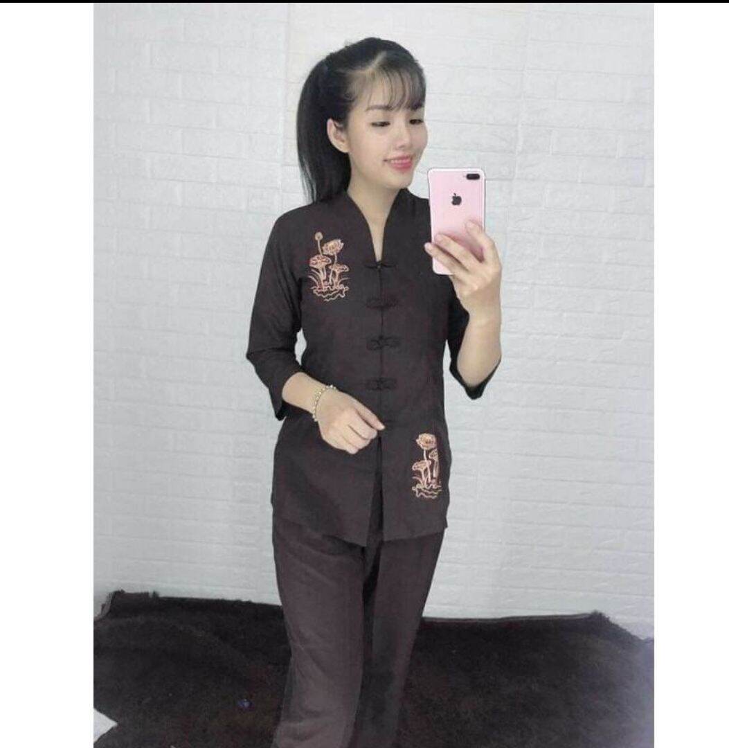 Đồ lam đi chùa mẫu nữ bà lai tim kate loại 1