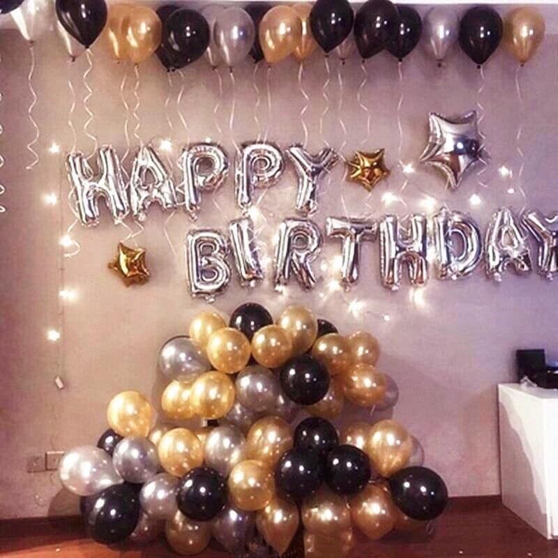 Set bong bóng trang trí sinh nhật như hình tặng kèm bơm băng keo